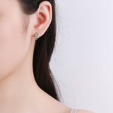 Silver-Tone Halo Crystal Huggie Earrings