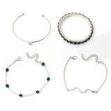 Gold-Tone Multi Bracelet Set with Green Crystal Accents