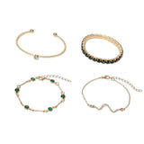 Gold-Tone Multi Bracelet Set with Green Crystal Accents