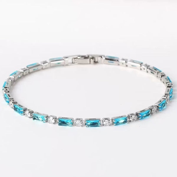 Gold-Tone Blue Crystal Tennis Bracelet