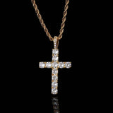 Gold-Tone Crystal Cross Pendant Necklace