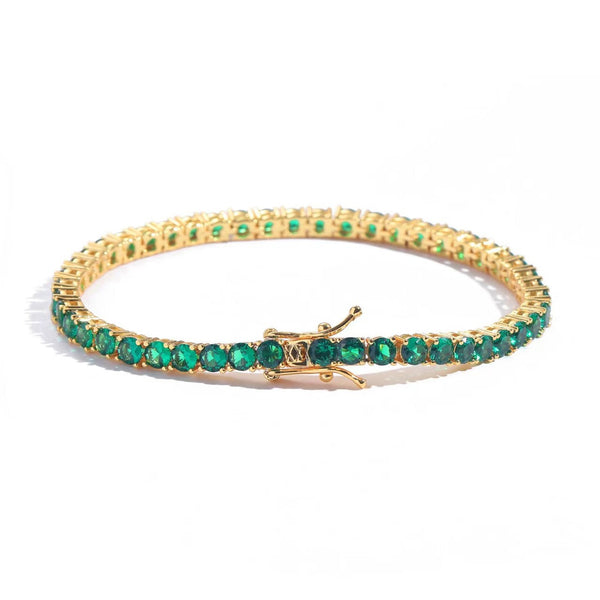 Gold-Tone Green Crystal Tennis Bracelet