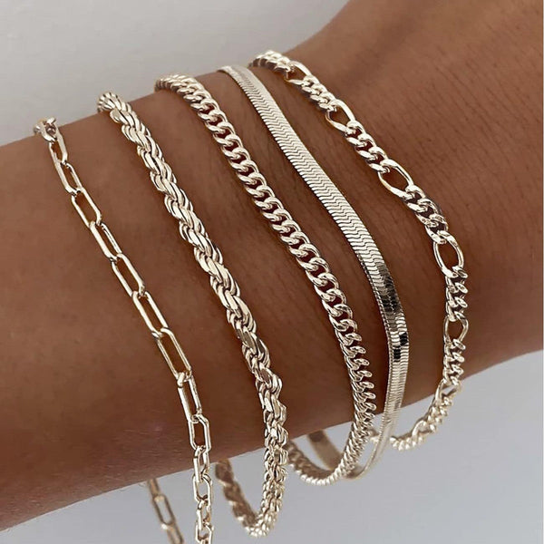 Gold-Tone Layered Chain Bracelet Set