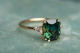 Gold-Tone Green Crystal Solitaire Ring