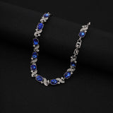 Silver-Tone Blue Crystal Tennis Bracelet
