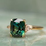 Gold-Tone Green Crystal Solitaire Ring
