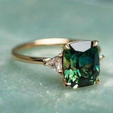 Gold-Tone Green Crystal Solitaire Ring