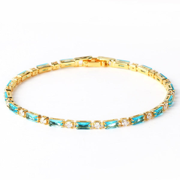 Gold-Tone Blue Crystal Tennis Bracelet
