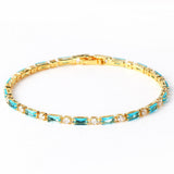Gold-Tone Blue Crystal Tennis Bracelet