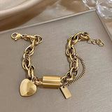 Silver-Tone Heart Charm Chain Bracelet