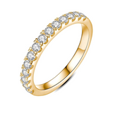 Silver-Tone Half Eternity Crystal Ring