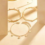 Gold-Tone Layered Beaded Anklet