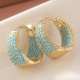 Gold-Tone Turquoise Beaded Hoop Earrings