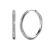 Silver-Tone Crystal Hoop Earrings