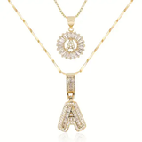 Gold-Tone Initial A Pendant Necklace Set