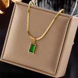 Gold-Tone Green Stone Jewellery Set