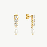 Gold Crystal & Pearl Drop Earrings