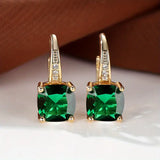 Gold-Tone Blue Crystal Drop Earrings