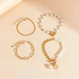 Gold-Tone Layered Pearl Bracelet Set