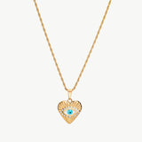 Evil Eye Heart Necklace – Gold-Tone Protective Charm Pendant