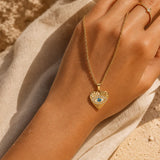 Evil Eye Heart Necklace – Gold-Tone Protective Charm Pendant