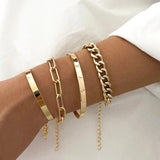 Gold-Tone Multi Chain and Bangle Bracelet Set