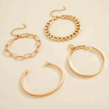 Gold-Tone Multi Chain and Bangle Bracelet Set
