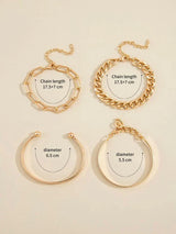 Silver-Tone Multi Chain and Bangle Bracelet Set