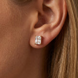 Gold-Tone Rectangular Crystal Stud Earrings