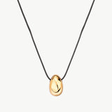 Gold Oval Pendant Cord Necklace
