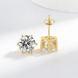 Silver-Tone Round Crystal Stud Earrings